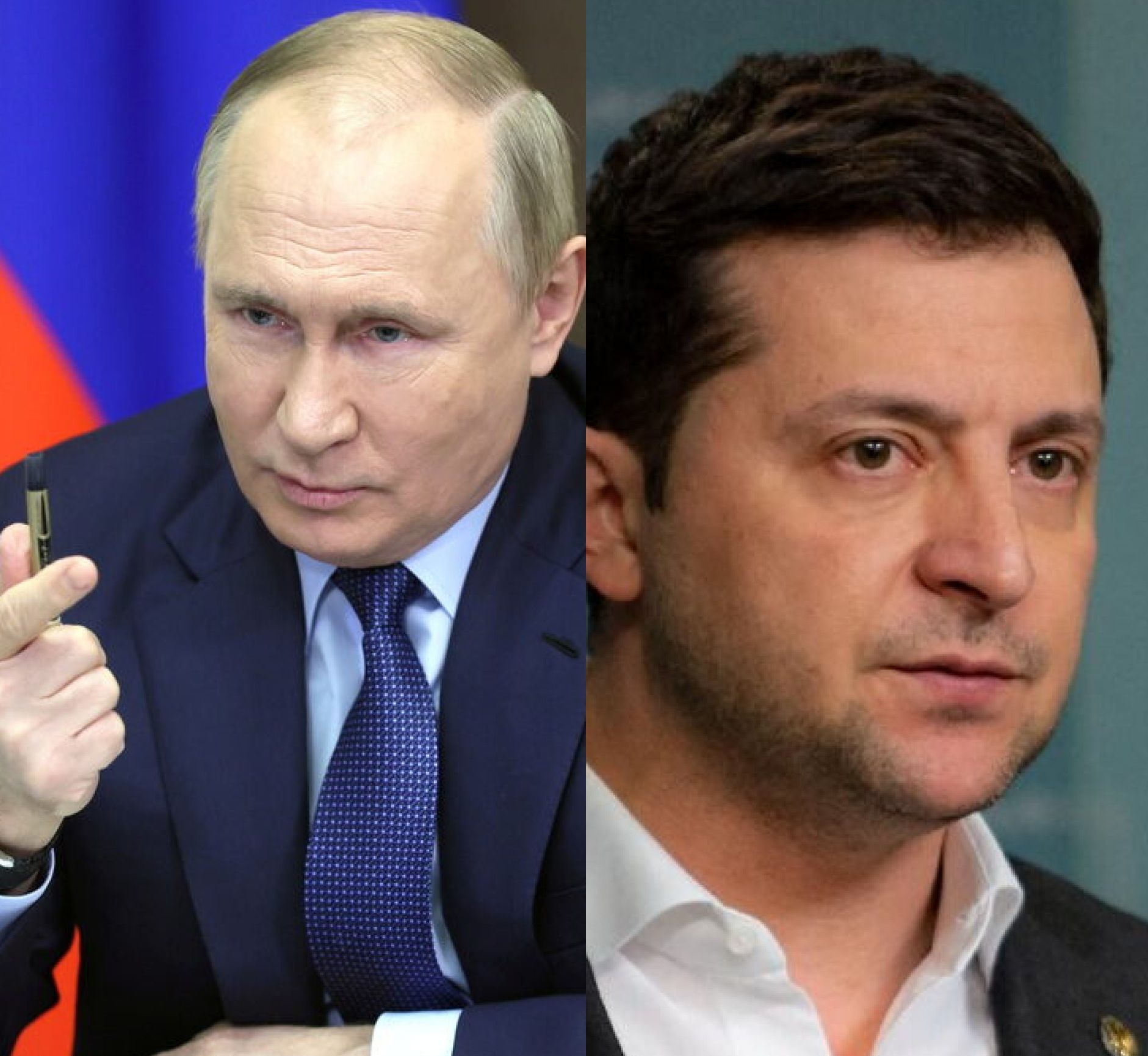 El Oso Ruso salió de su madriguera y mordió a Ucrania. Putin (Rusia) y Zelensky (Ucrania).