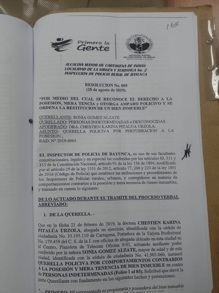 Resolución que perdió su fuerza legal. Fíjense en su fecha de notificación, 3 de septiembre de 2019. El operativo ilegal se hizo el 10 de septiembre de 2024. Por eso la Fiscalía liberó a campesinos capturados