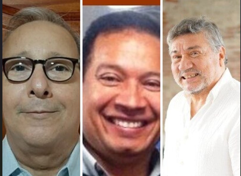  Juan Correa Reyes, Orlando Ortiz Llanos y Rodolfo Díaz Wright. En el mosaico falta Sara Luna Delgado. Luz al cuarto oscuro.