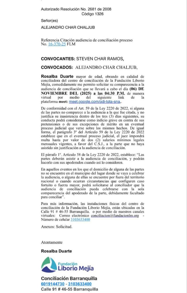 No conciliación de Char