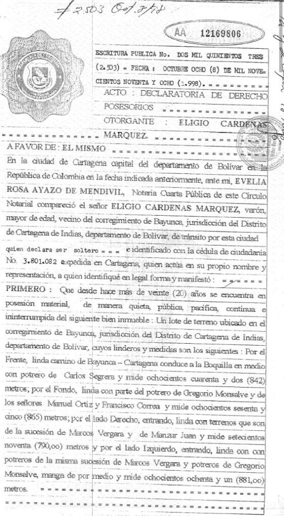 El predio Monzambique tiene 20 años de posesión material, según escritura pública